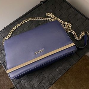 Leather, Guess purse with chain, good condition, kept in ottoman